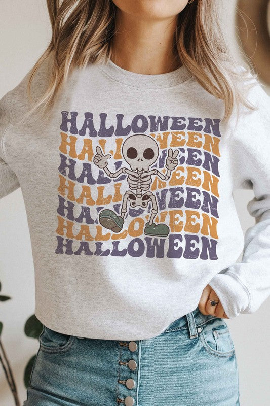 HALLOWEEN SKELETON Graphic Sweatshirt