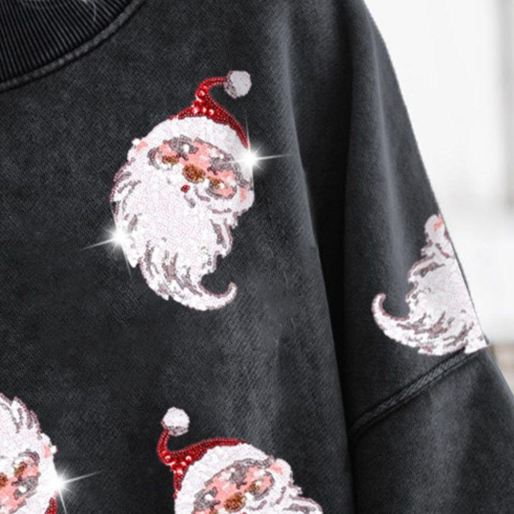 
                      
                        Sequin Santa Round Neck Drop Shoulder Sweatshirt
                      
                    