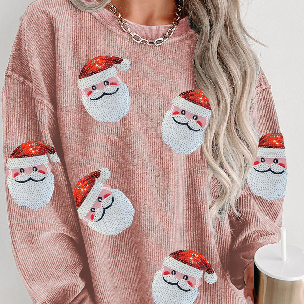 
                      
                        Sequin Santa Patch Ribbed Sweatshirt
                      
                    