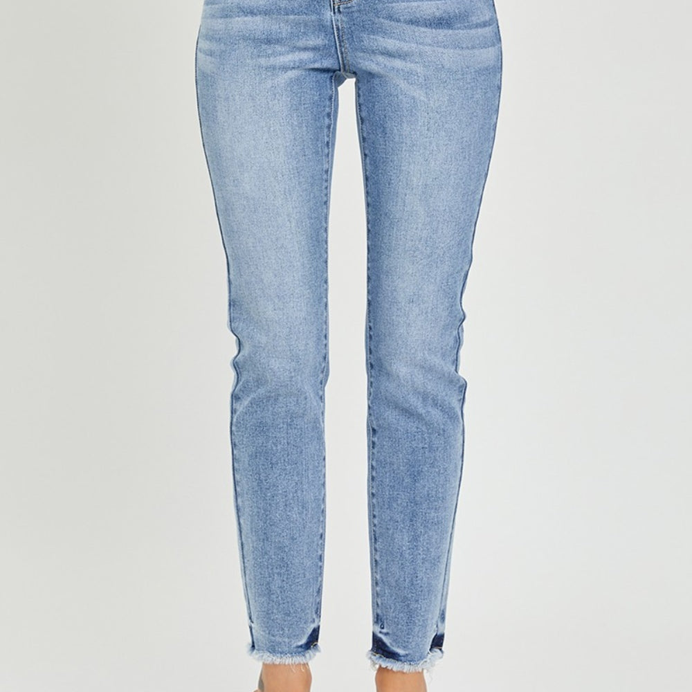 
                      
                        RISEN High Rise Frayed Hem Skinny Jeans
                      
                    