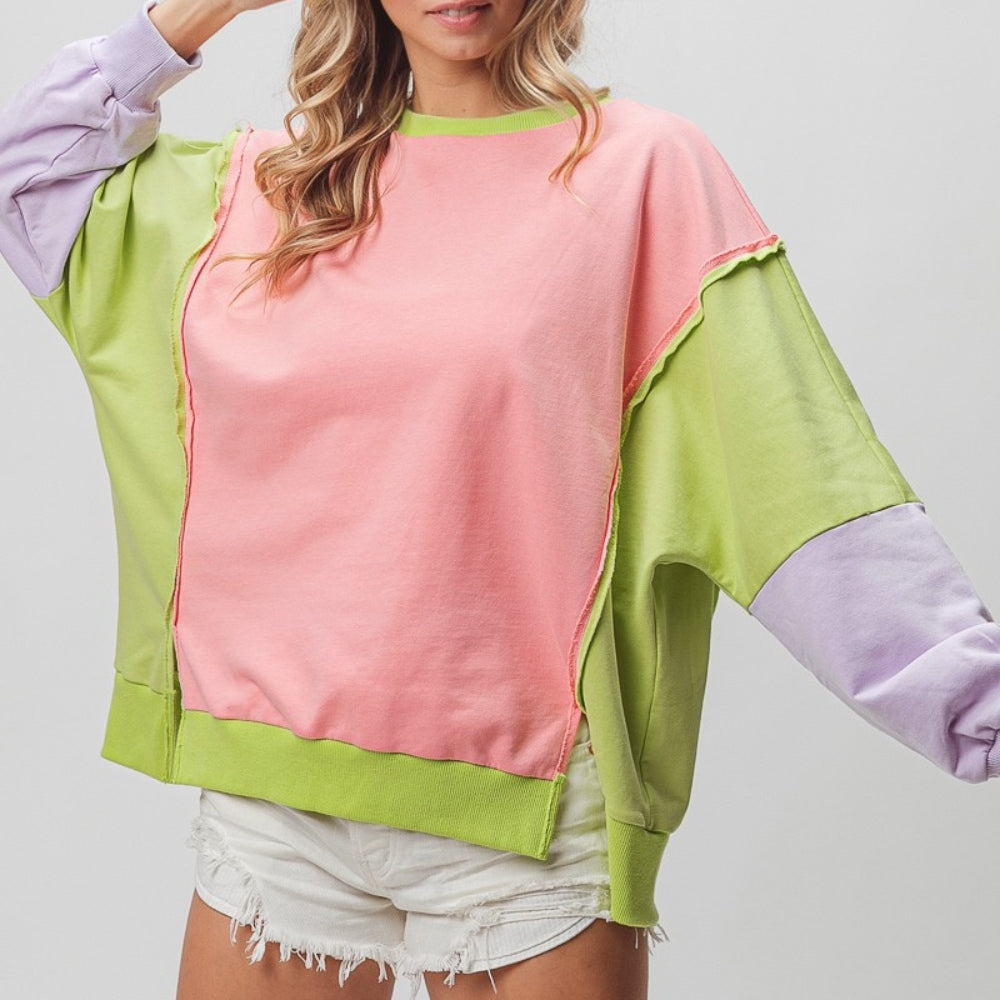 Washed Color Block Sweatshirt