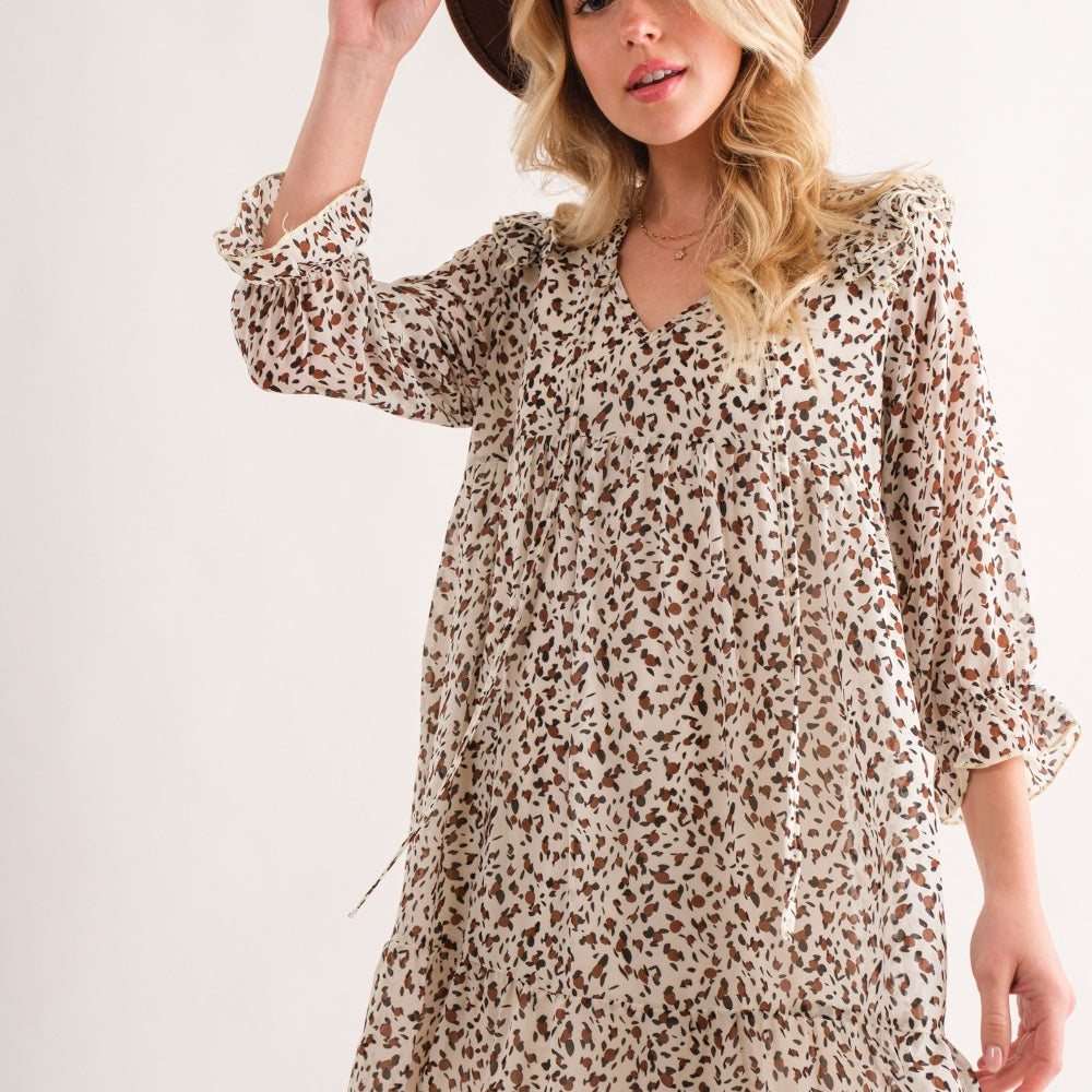 
                      
                        Leopard Ruffle Hem Woven Mini Dress
                      
                    