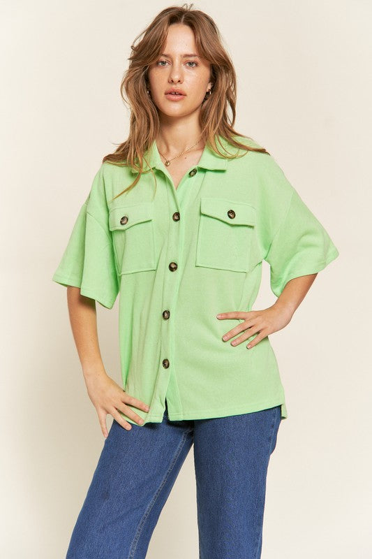 
                      
                        Smiley Back Button Down Top
                      
                    