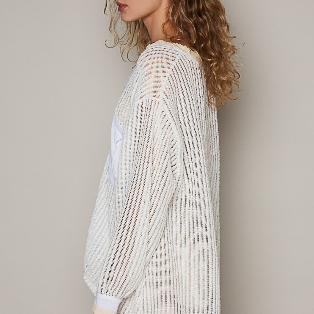 
                      
                        V-Neck Long Sleeve Crochet Top
                      
                    