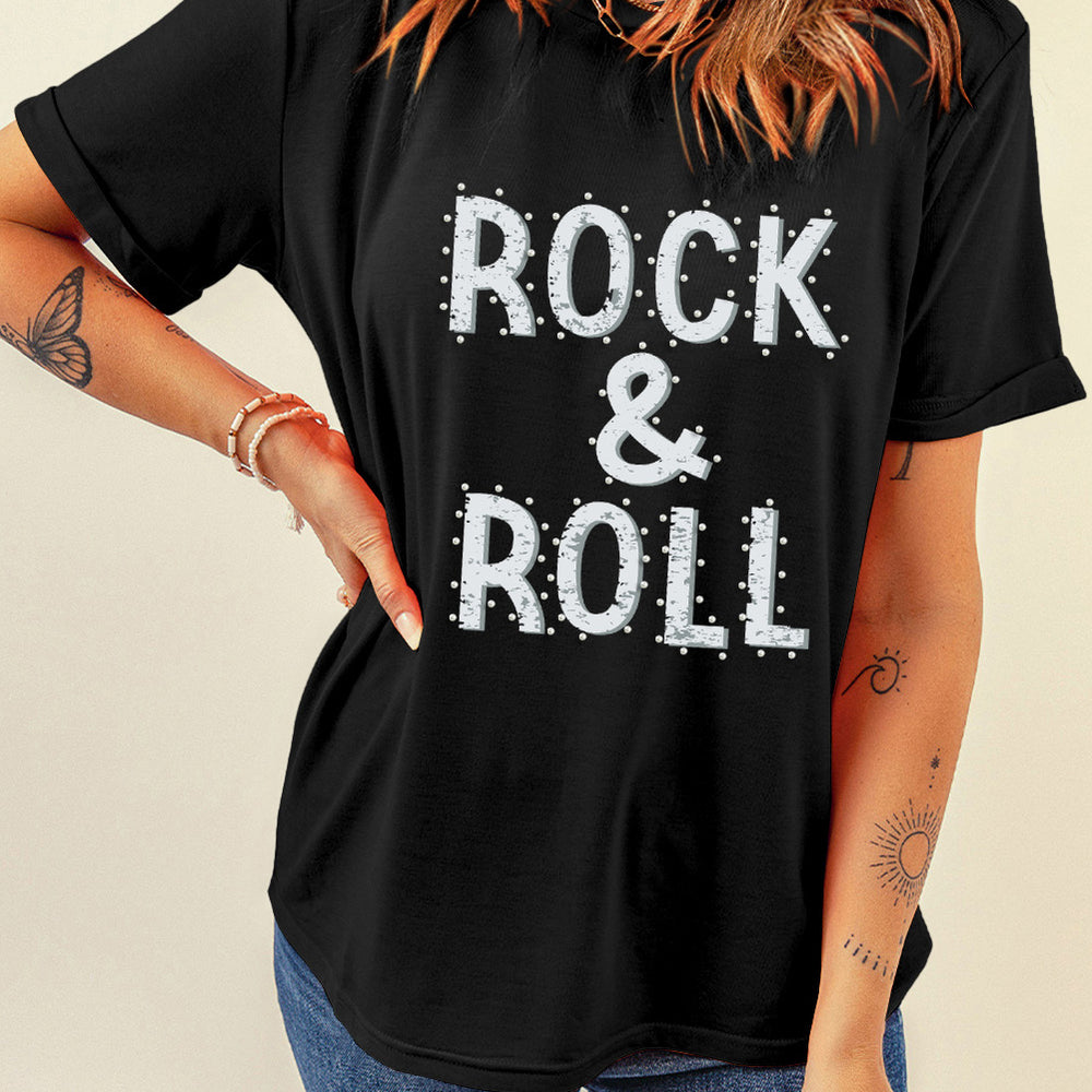 
                      
                        Letter Graphic Round Neck Short Sleeve T-Shirt
                      
                    