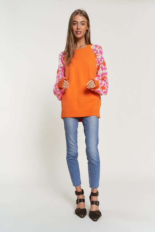 Norah Crochet Sleeve Sweater
