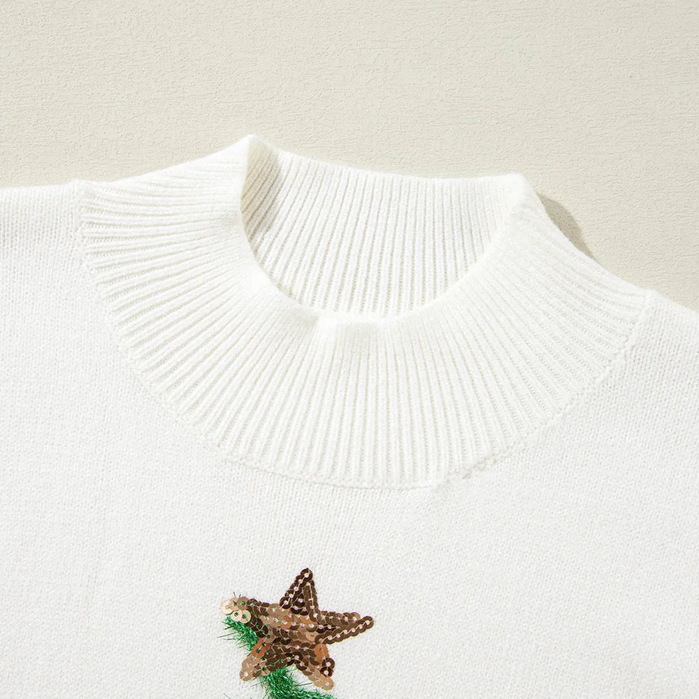 
                      
                        Sequin Mock Neck Short Sleeve Sweater
                      
                    