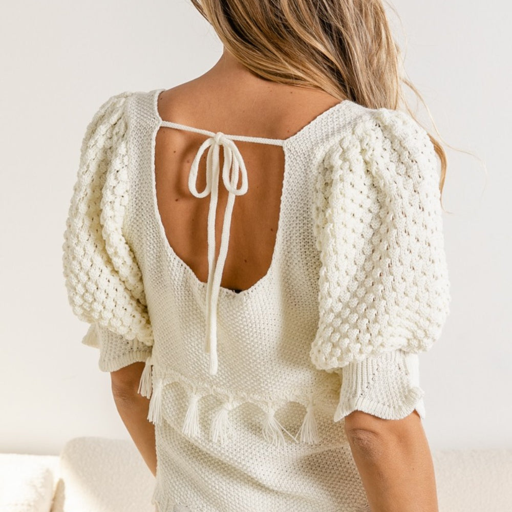 
                      
                        Tassel Detail Textured Square Neck Sweater
                      
                    