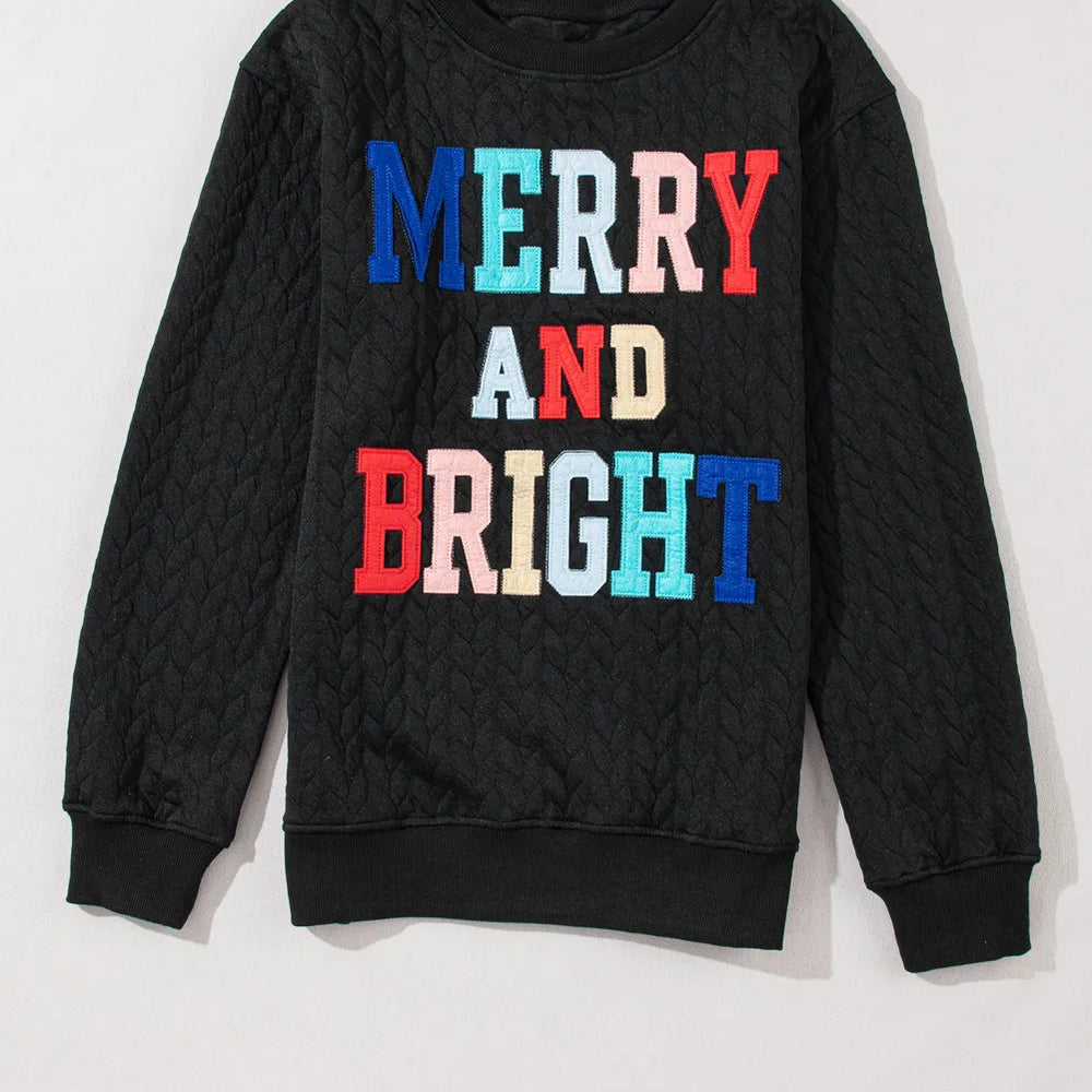 
                      
                        MERRY AND BRIGHT Cable Knit Pullover Sweatshirt
                      
                    