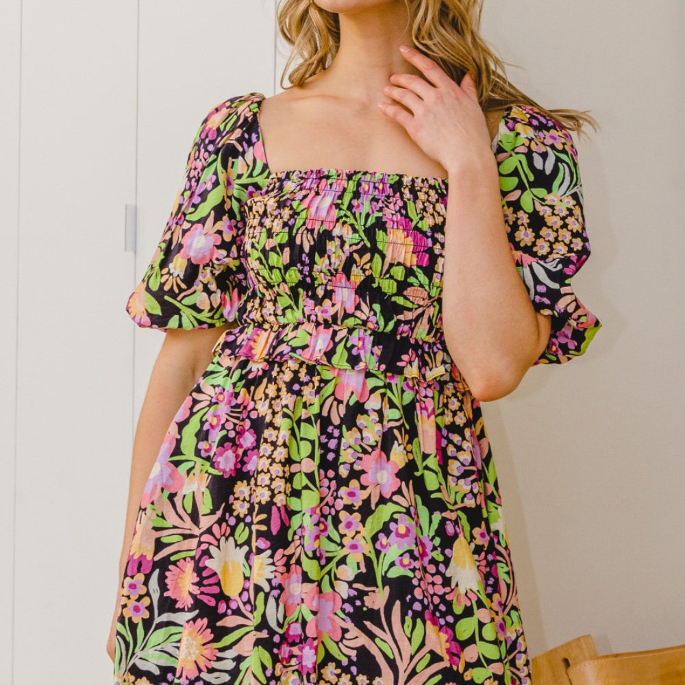 
                      
                        Floral Tie-Back Mini Dress
                      
                    