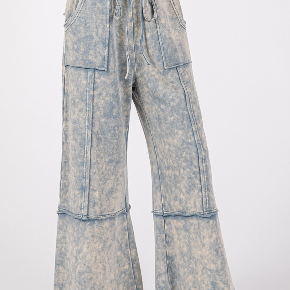 Mineral Washed Terry Wide Leg Pants