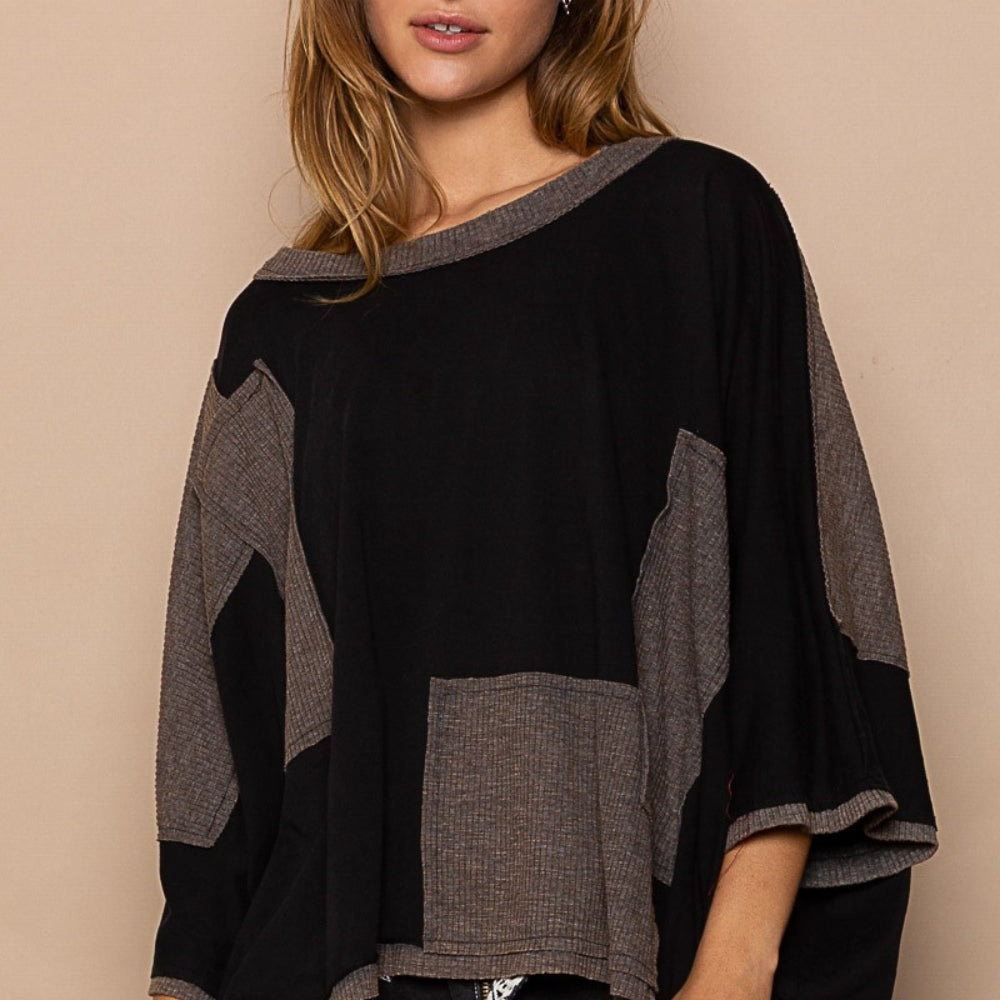 Frayed Edge Patchwork Oversized T-Shirt