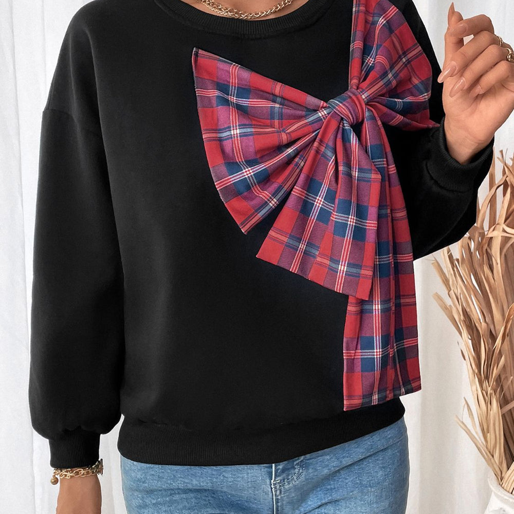 
                      
                        Bow Round Neck Long Sleeve Sweatshirt
                      
                    