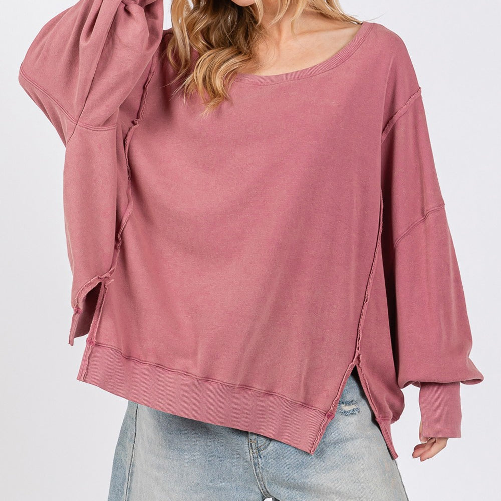 
                      
                        Mineral Wash Side Slit Oversized Sweatshirt
                      
                    