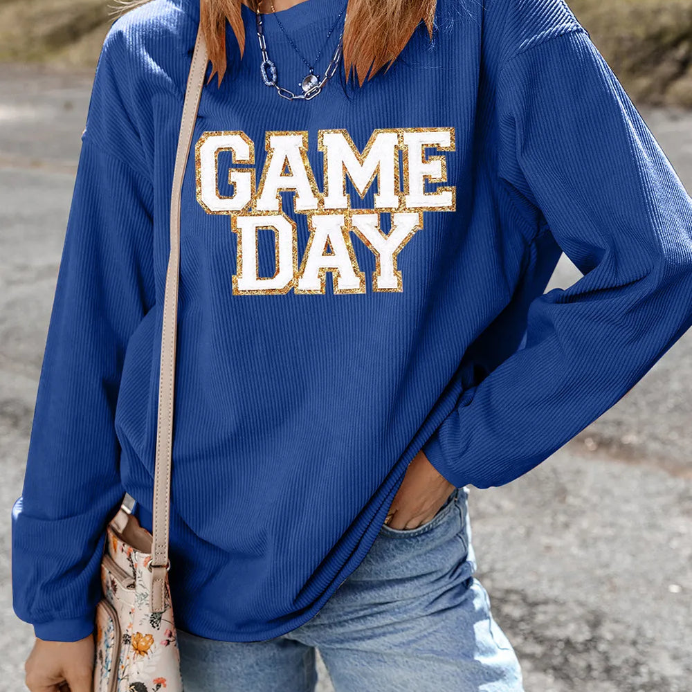 GAME DAY Round Neck Long Sleeve Sweatshirt