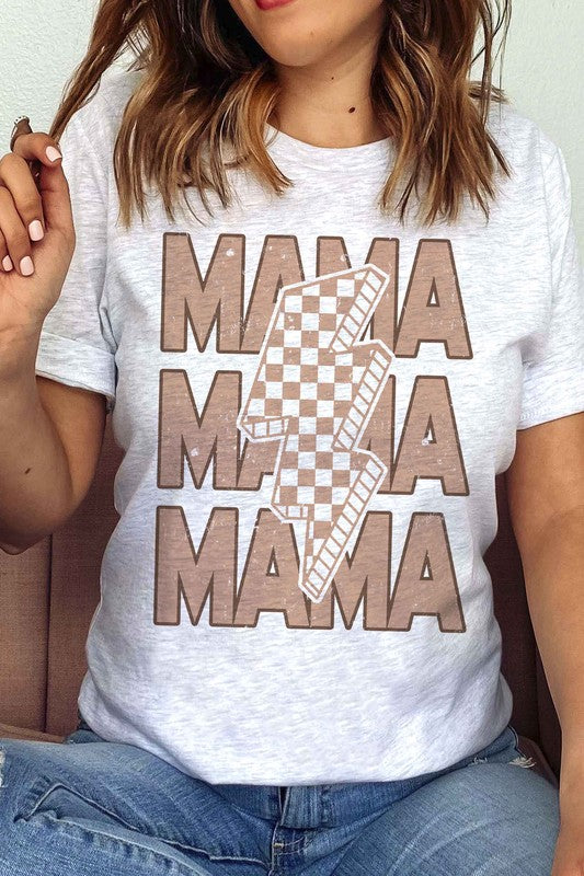 
                      
                        CHECKERED LIGHTNING MAMA Graphic Tee
                      
                    