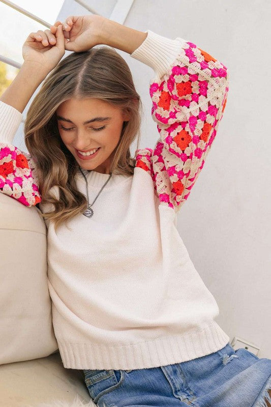 Norah Crochet Sleeve Sweater