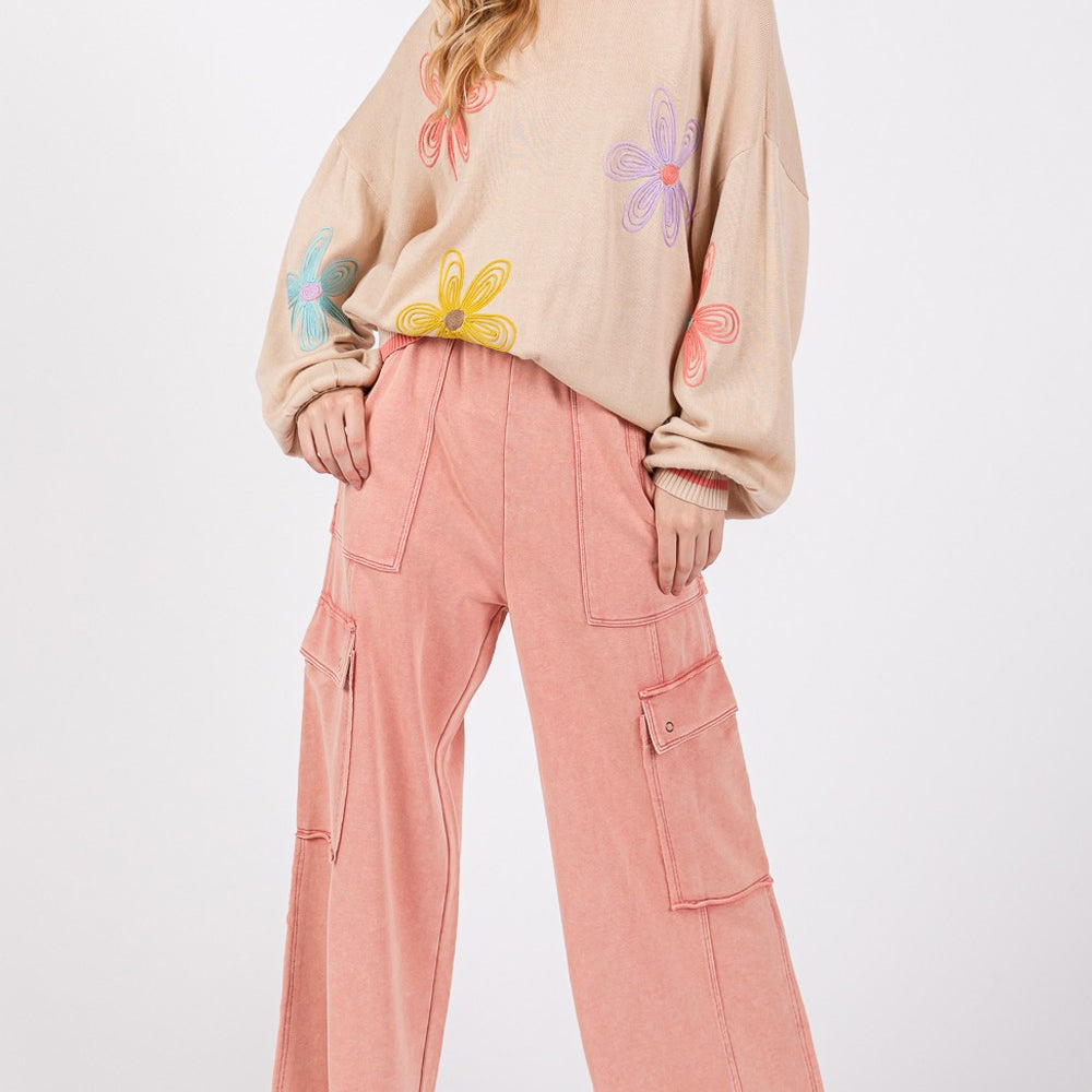 Knit Terry Mineral Wash Wide Leg Pants