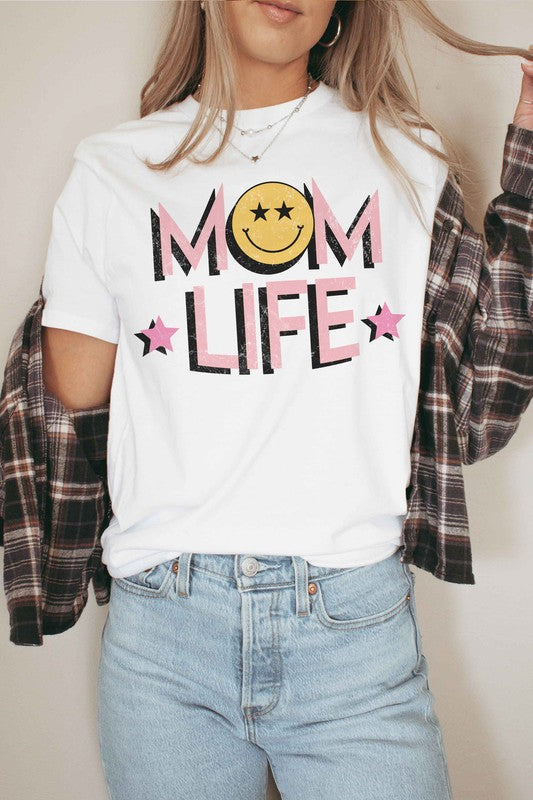 HAPPY FACE MOM LIFE Graphic T-Shirt