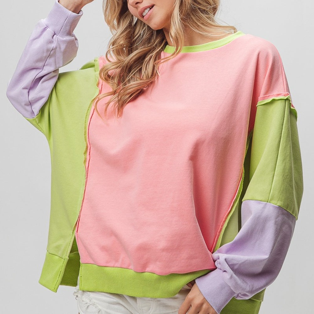 
                      
                        Washed Color Block Sweatshirt
                      
                    