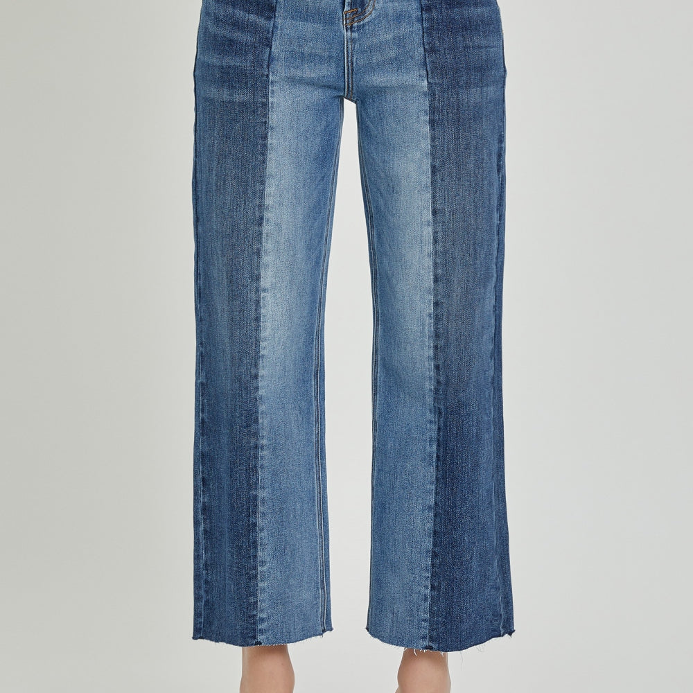 
                      
                        RISEN Mid-Rise Waist Two-Tones Jeans with Pockets
                      
                    