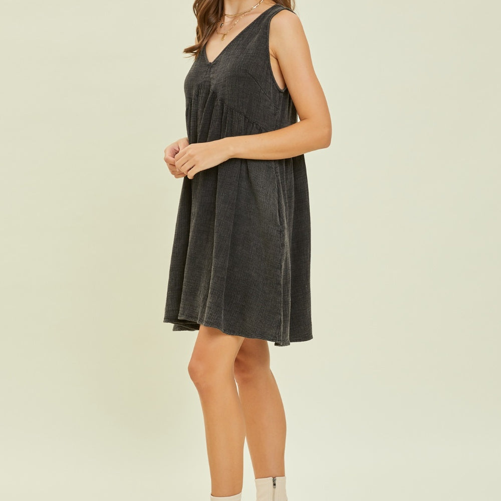 
                      
                        Texture V-Neck Sleeveless Flare Mini Dress
                      
                    