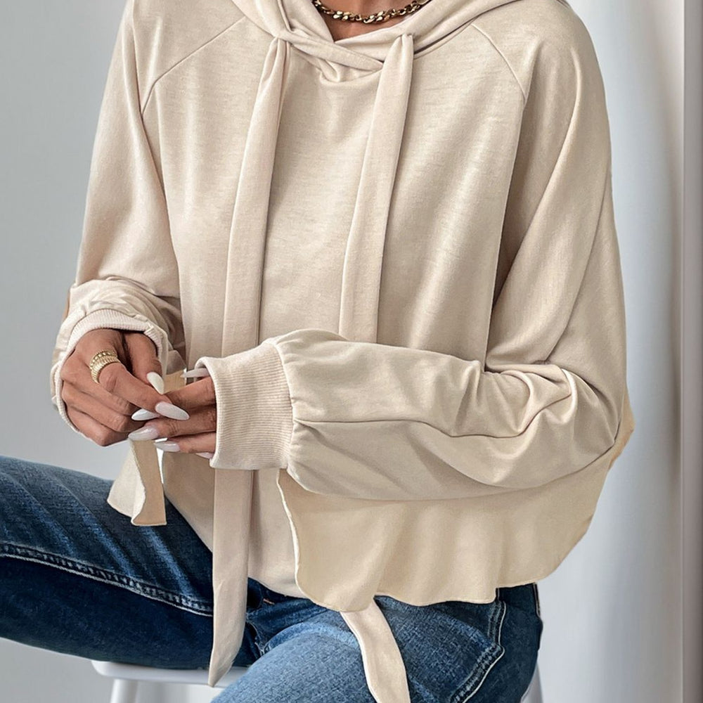 
                      
                        Drawstring Ruffled Long Sleeve Hoodie
                      
                    