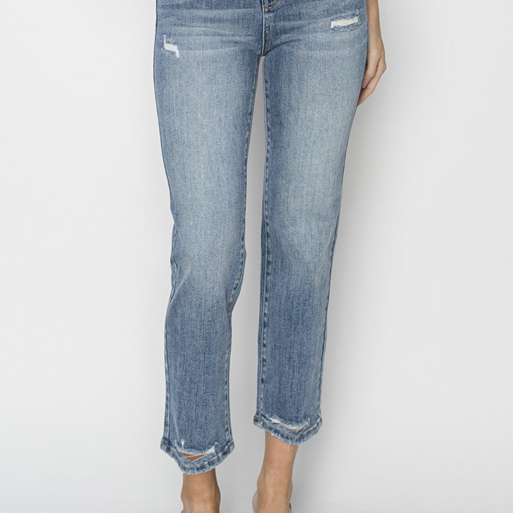 
                      
                        RISEN High Waist Distressed Cropped Jeans
                      
                    