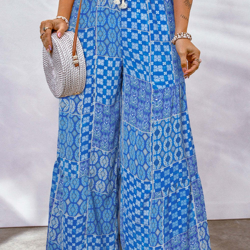 
                      
                        Drawstring Printed Wide Leg Pants
                      
                    