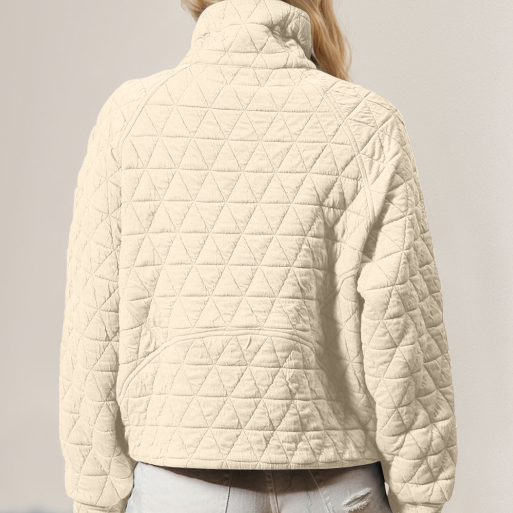 
                      
                        Half Zip Long Sleeve Quilted Sweatshirt with Pocket
                      
                    