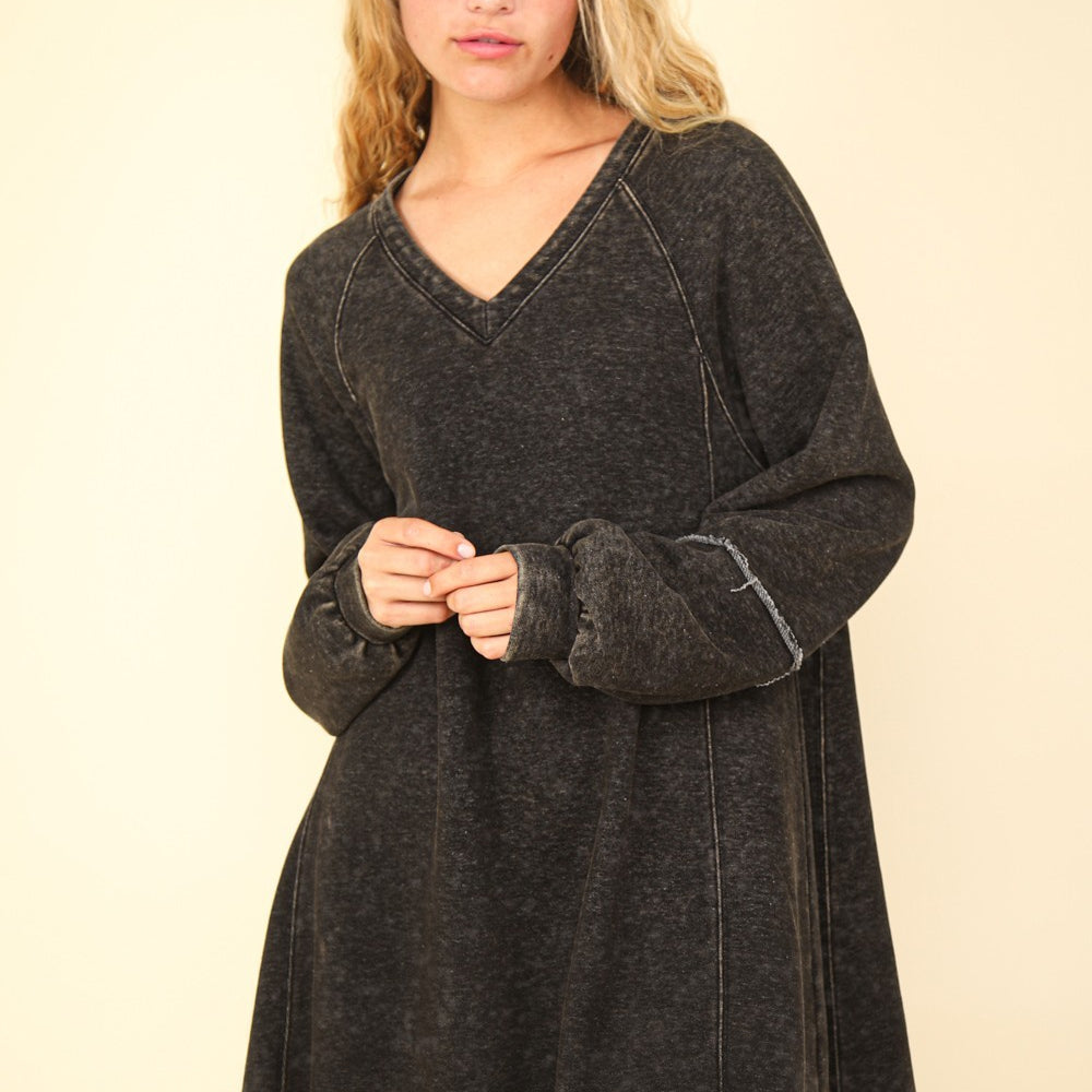 Mineral Washed Oversized A-Line Mini Dress