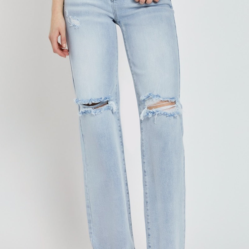 
                      
                        Risen High Rise Distressed Wide Leg Jeans
                      
                    