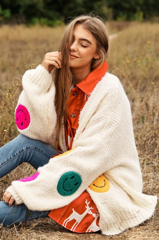 
                      
                        The Fuzzy Smile Long Bell Sleeve Knit Cardigan
                      
                    