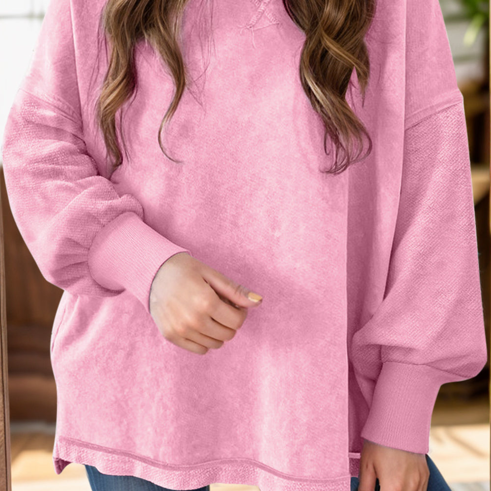 Round Neck Dropped Shoulder Sweatshirt