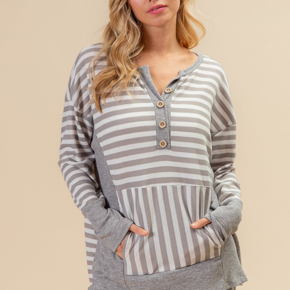 
                      
                        Striped Thumbhole Long Sleeve Top
                      
                    