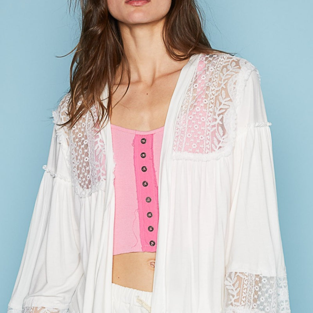 Open Front Lace Detail Cardigan