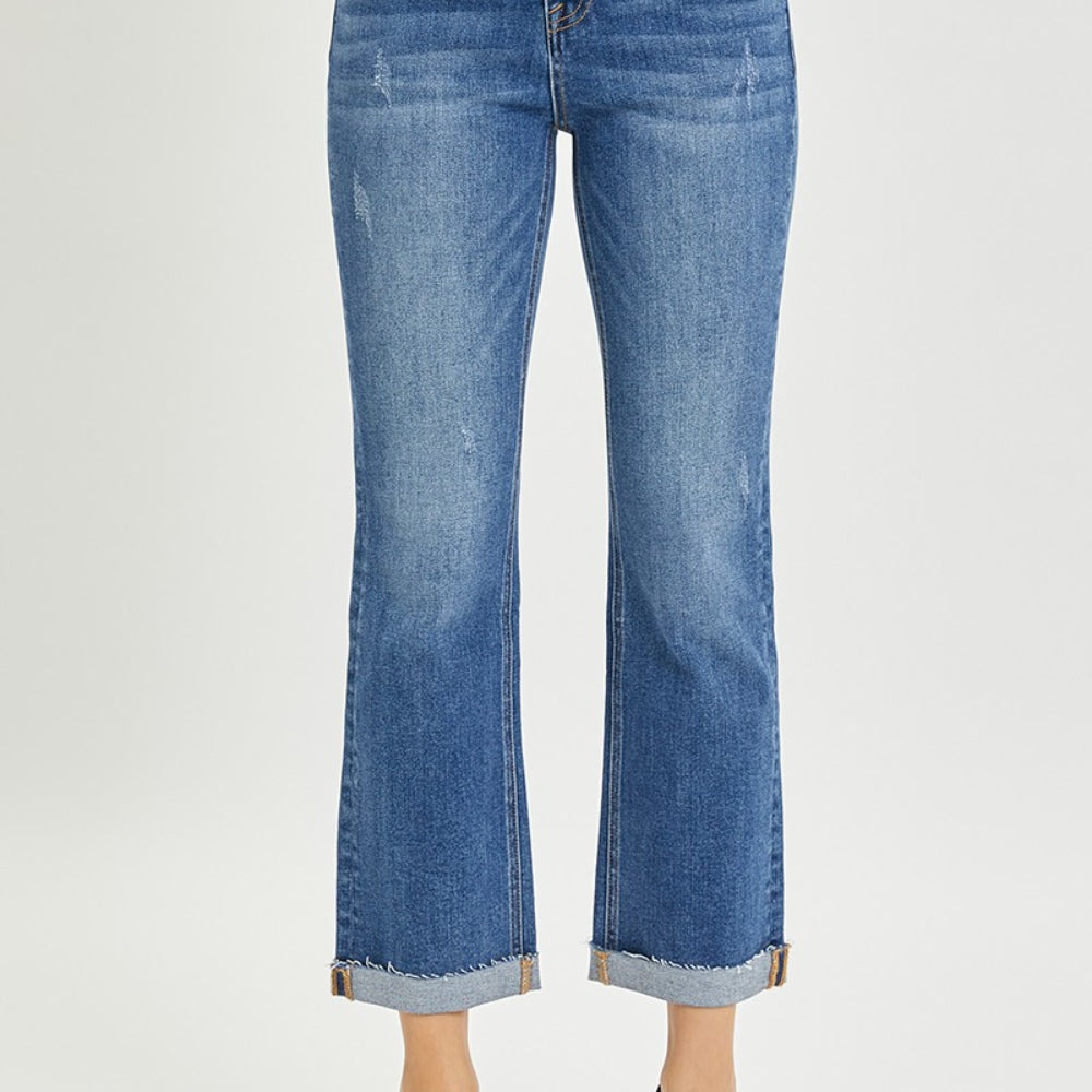 
                      
                        RISEN Button Fly Cropped Bootcut Jeans
                      
                    