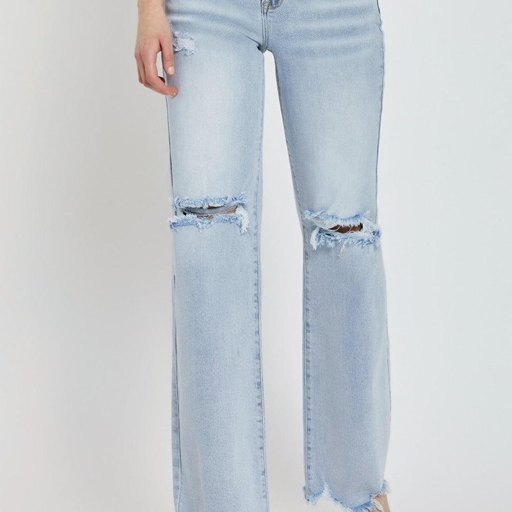 
                      
                        Risen High Rise Distressed Wide Leg Jeans
                      
                    