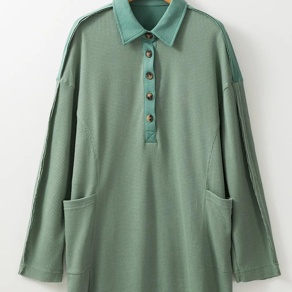 
                      
                        Half Button Long Sleeve Top
                      
                    