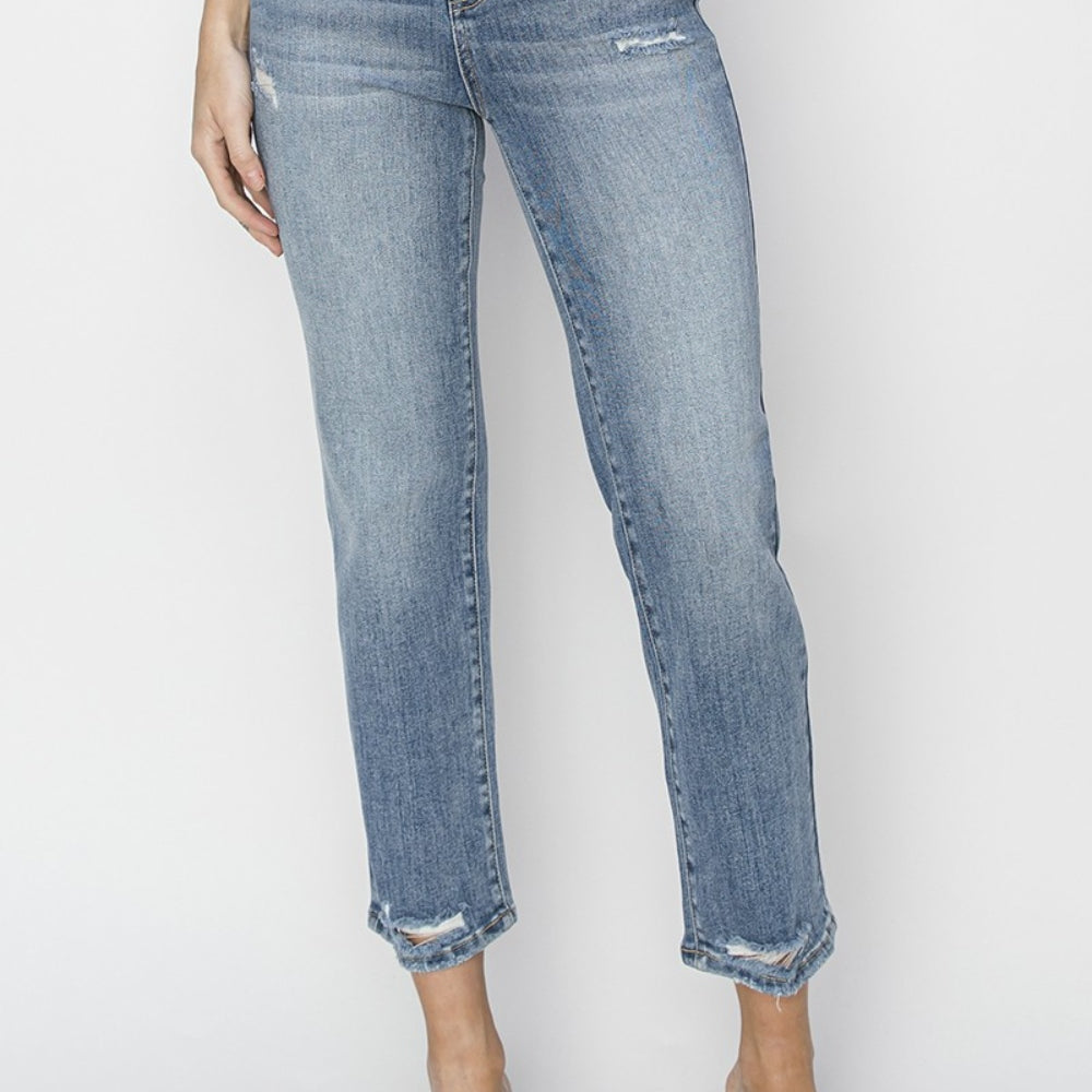 
                      
                        RISEN High Waist Distressed Cropped Jeans
                      
                    