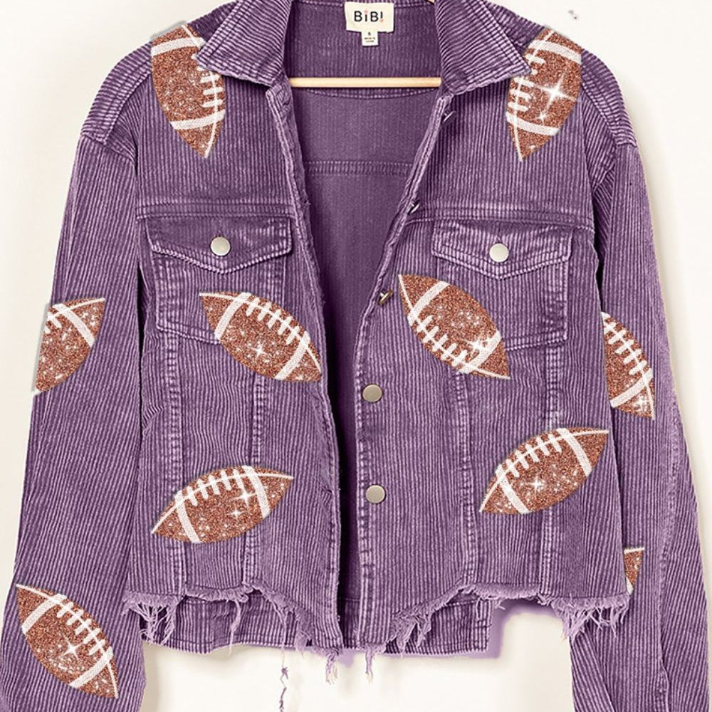 
                      
                        Football Sequin Embroidery Washed Corduroy Jacket
                      
                    