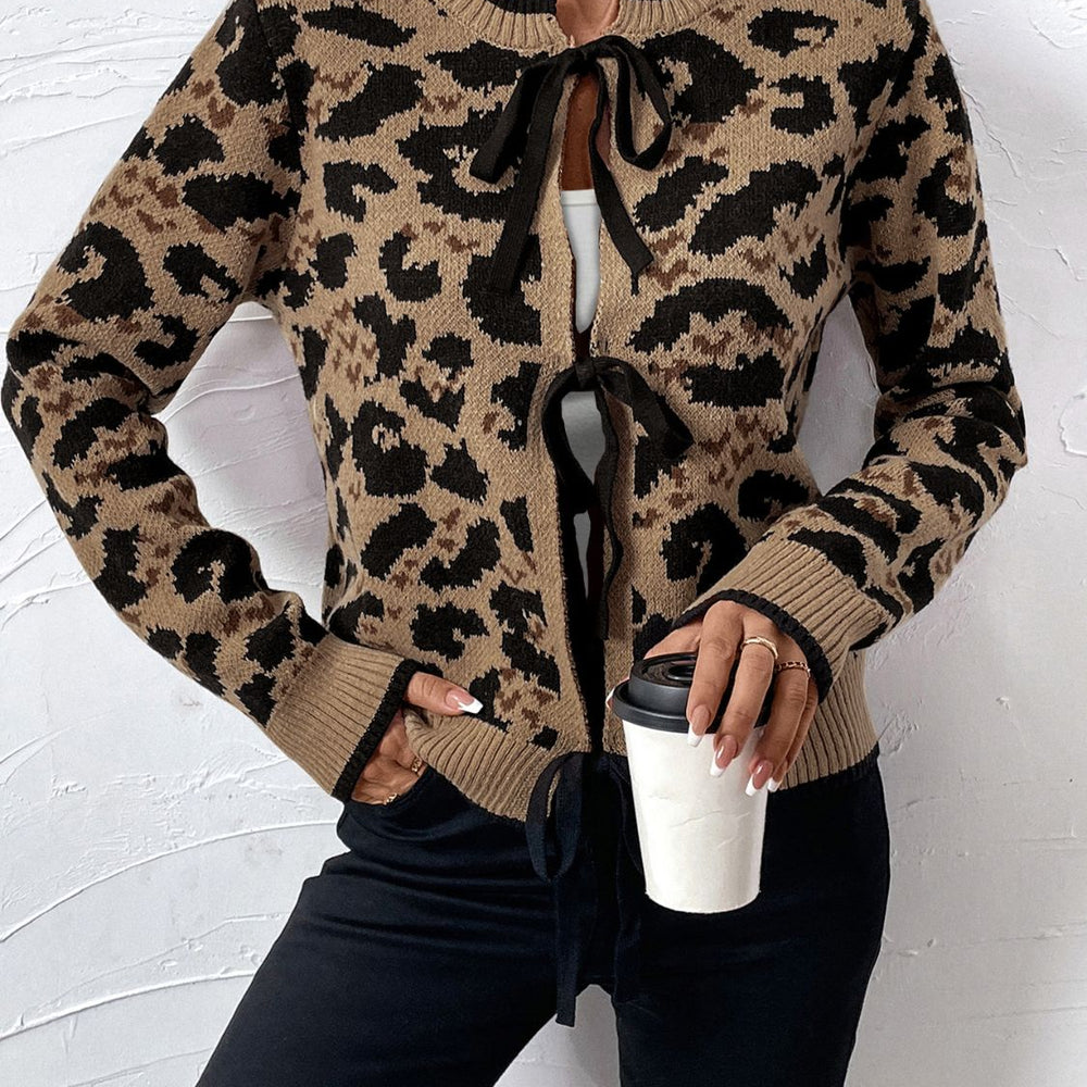 
                      
                        Perfee Tied Leopard Long Sleeve Cardigan
                      
                    