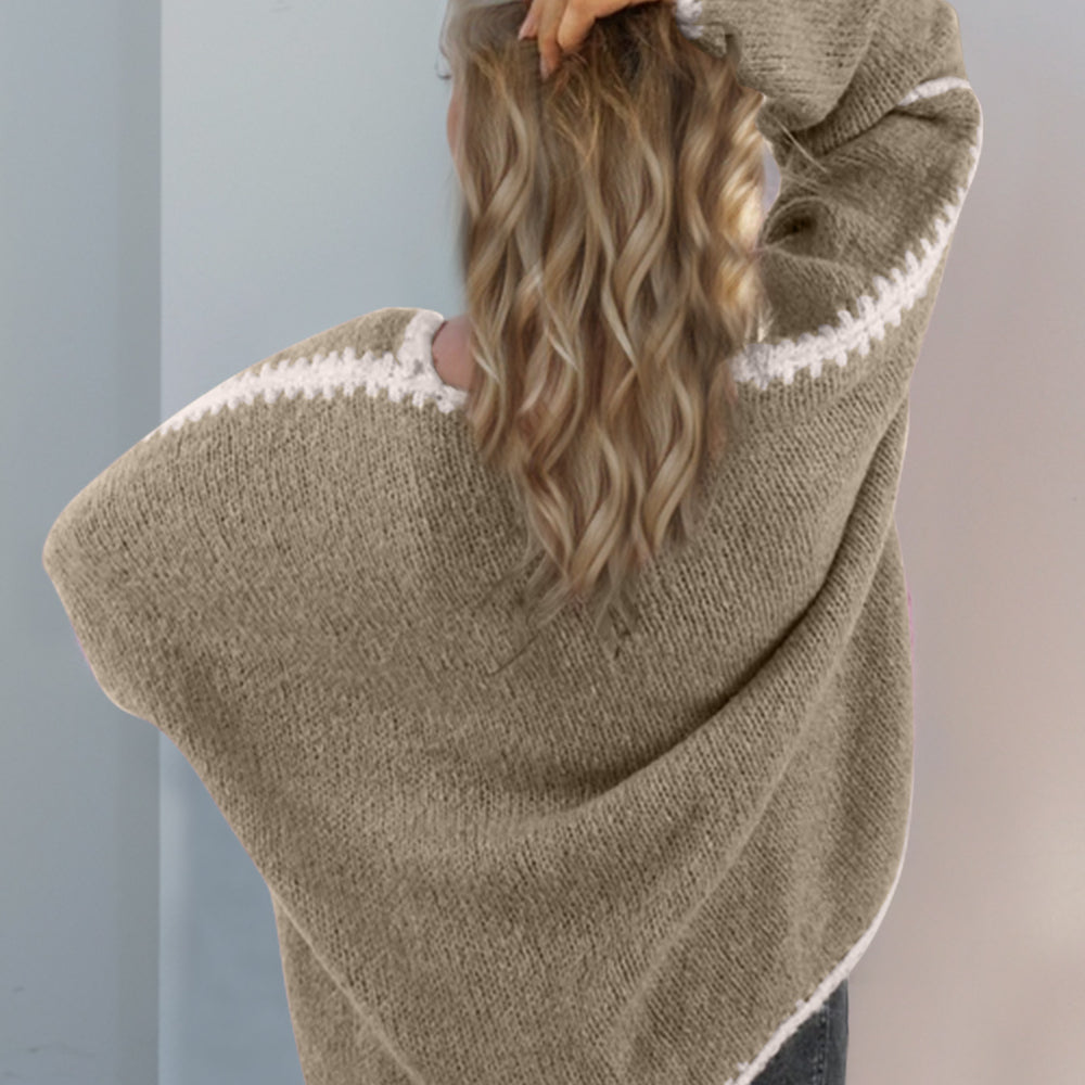 
                      
                        Contrast Open Front Dropped Shoulder Cardigan
                      
                    