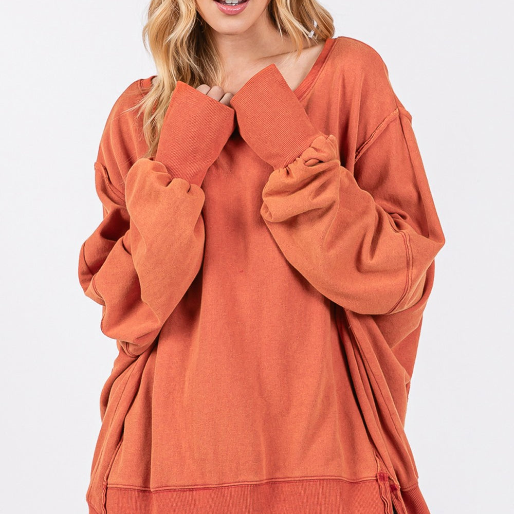 
                      
                        Mineral Wash Side Slit Oversized Sweatshirt
                      
                    