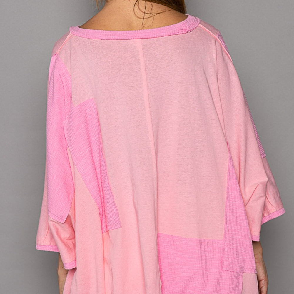 Frayed Edge Patchwork Oversized T-Shirt