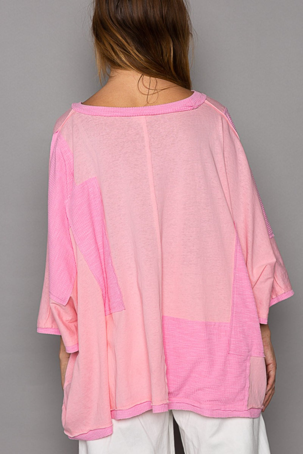 Frayed Edge Patchwork Oversized T-Shirt