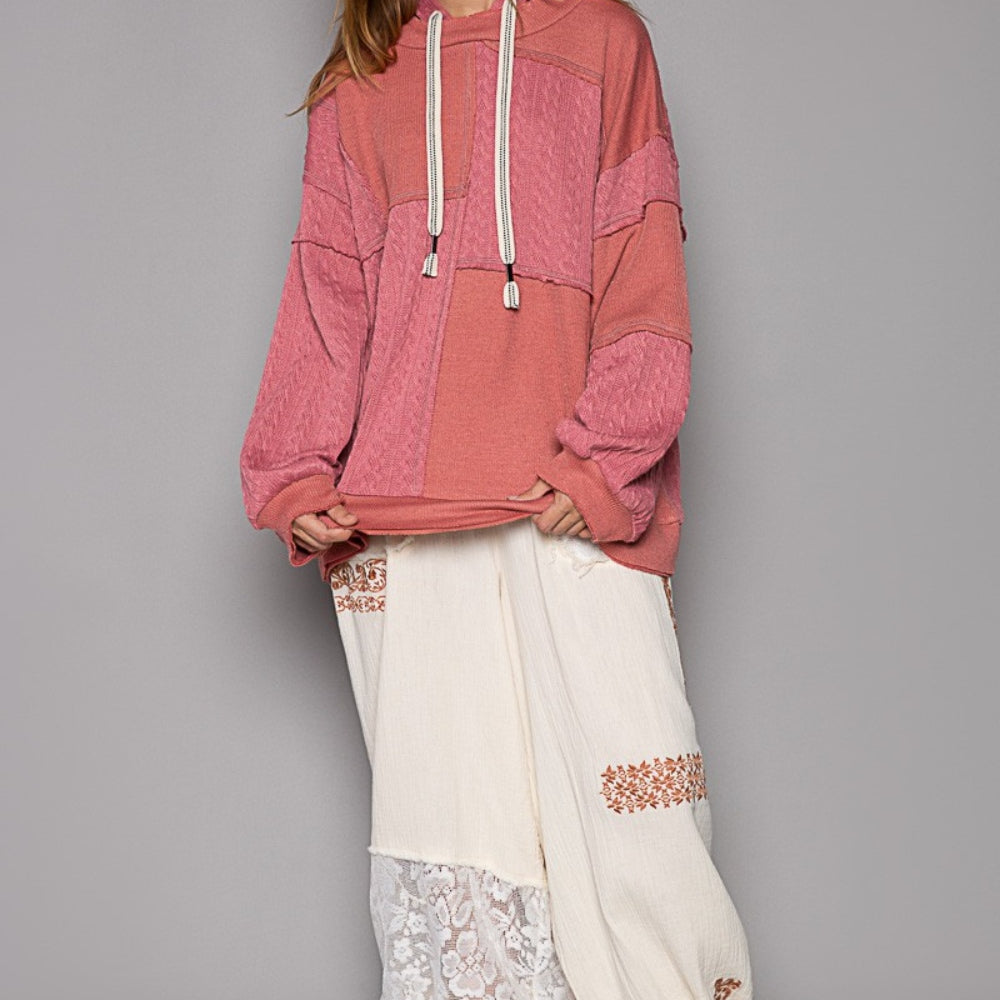 
                      
                        Exposed Seam Hooded Knit Top
                      
                    