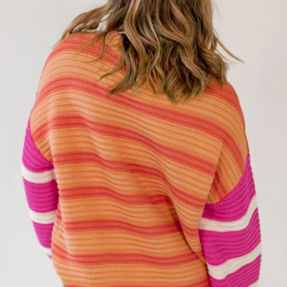 
                      
                        Striped Round Neck Long Sleeve Sweater
                      
                    