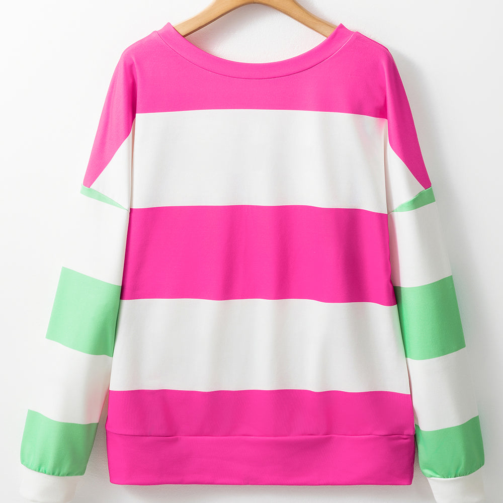 
                      
                        Contrast Color Block Round Neck Long Sleeve Top
                      
                    