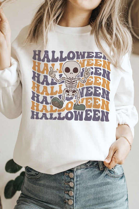 HALLOWEEN SKELETON Graphic Sweatshirt